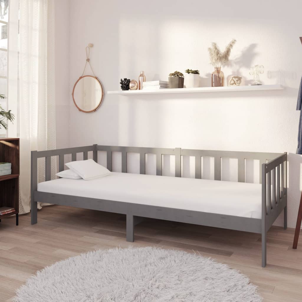 Slaapbank met matras massief grenenhout grijs 90x200 cm is nu te koop bij PeponiXL, paradijselijk wonen!