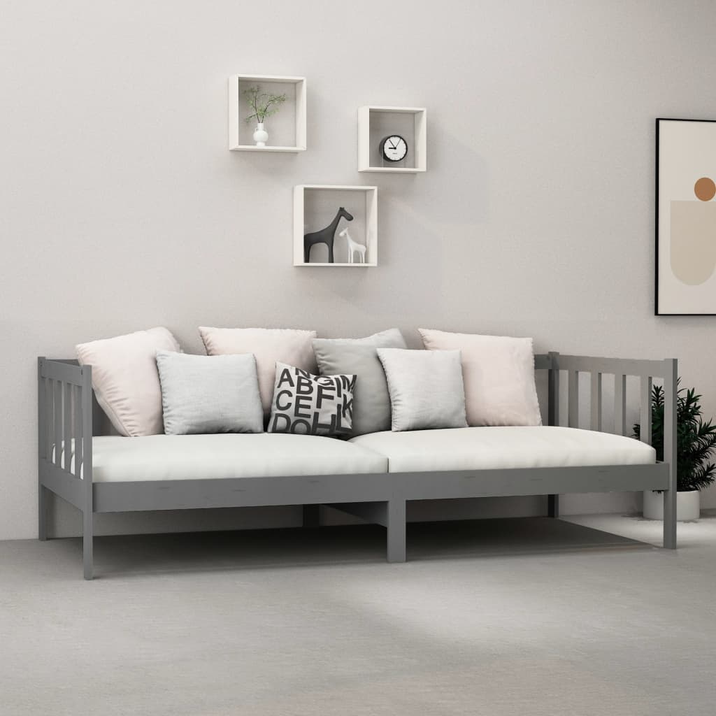 Slaapbank met matras massief grenenhout grijs 90x200 cm is nu te koop bij PeponiXL, paradijselijk wonen!