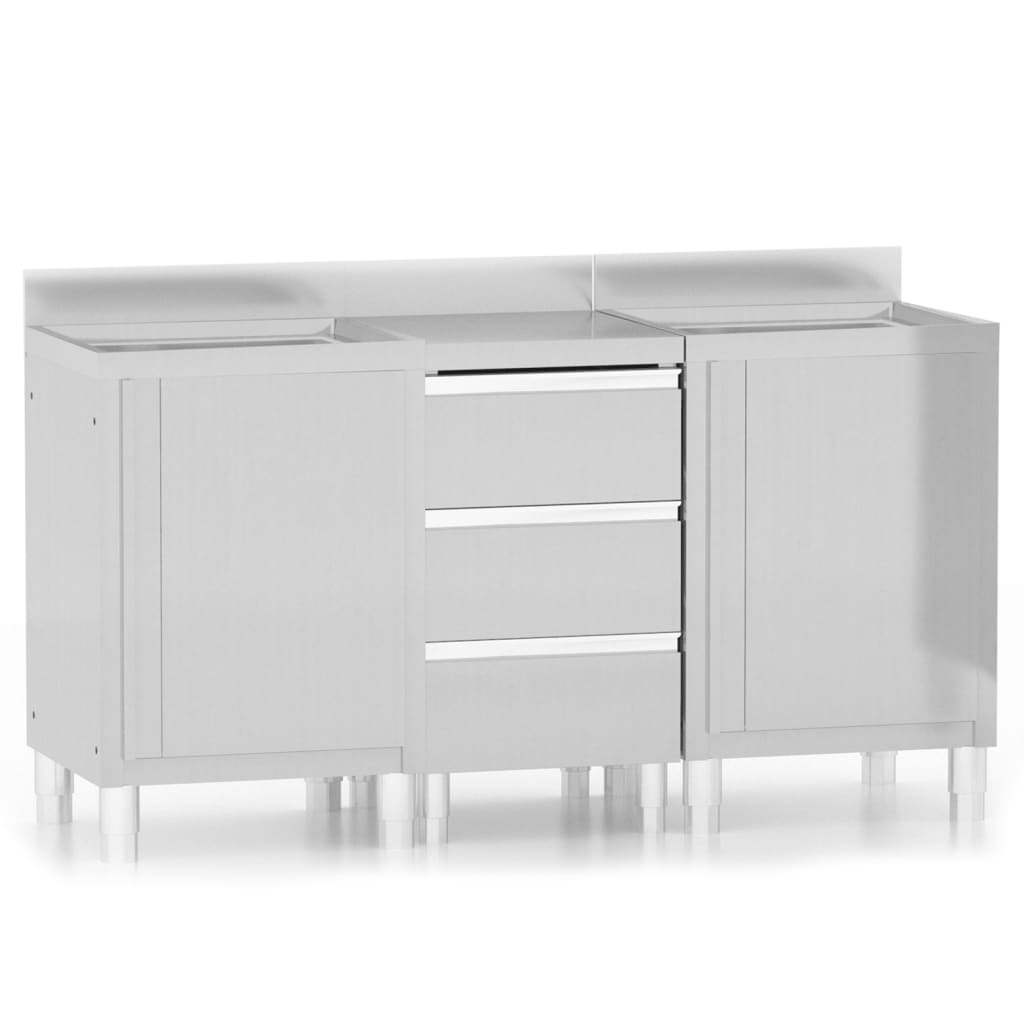Commerciële Keukenkasten 3 stuks Roestvrij Staal is nu te koop bij PeponiXL, paradijselijk wonen!