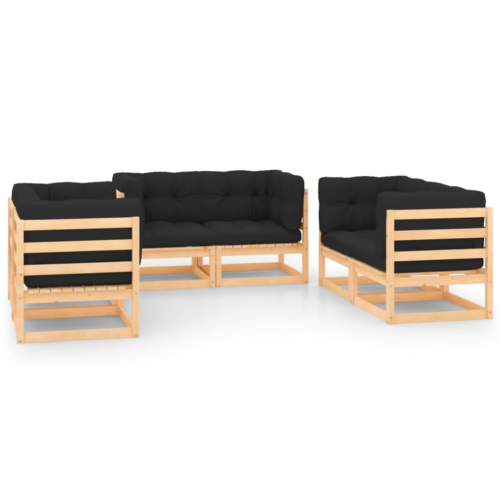6-delige Loungeset met kussens massief grenenhout is nu te koop bij PeponiXL, paradijselijk wonen!