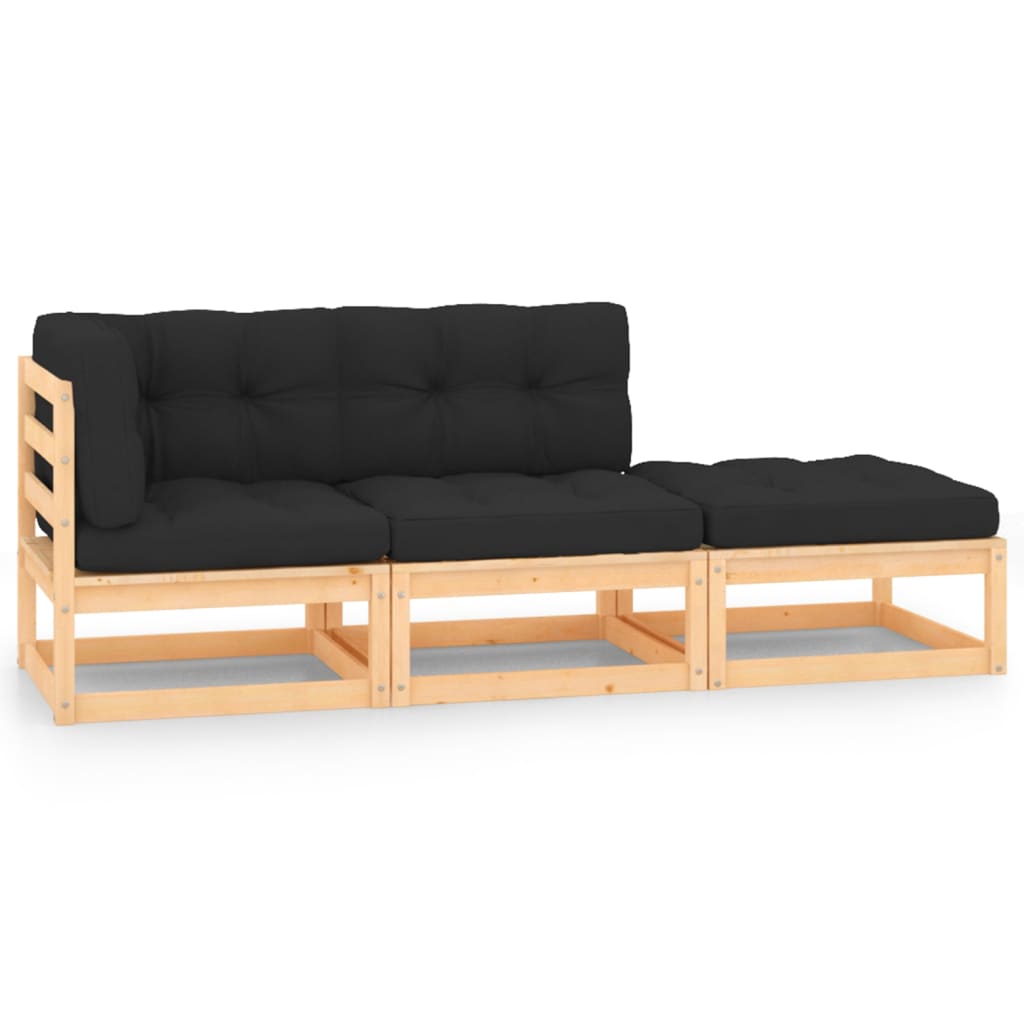 3-delige Loungeset met kussens massief grenenhout is nu te koop bij PeponiXL, paradijselijk wonen!