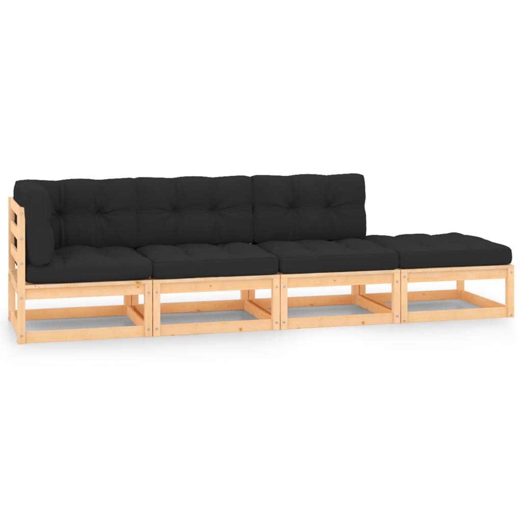 4-delige Loungeset massief grenenhout is nu te koop bij PeponiXL, paradijselijk wonen!