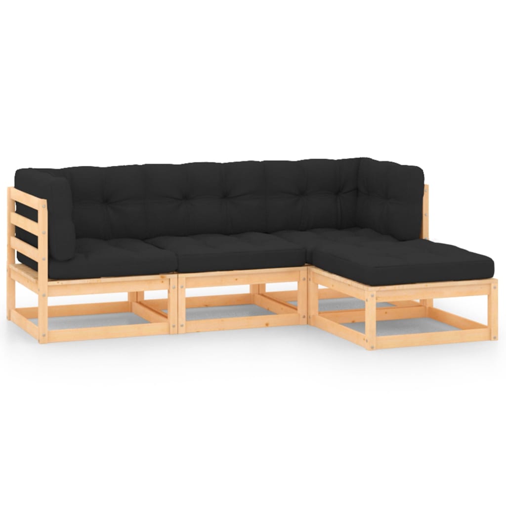 4-delige Loungeset massief grenenhout is nu te koop bij PeponiXL, paradijselijk wonen!