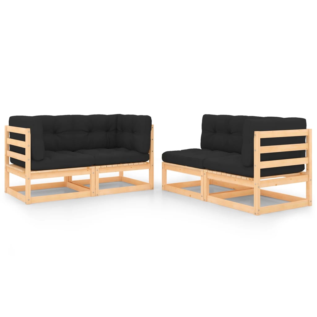 4-delige Loungeset massief grenenhout is nu te koop bij PeponiXL, paradijselijk wonen!