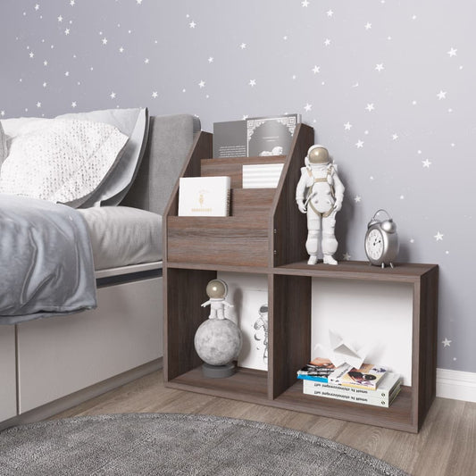 Kindertijdschriftenrek 71x30x78,5 cm hout grijs en eikenkleur is nu te koop bij PeponiXL, paradijselijk wonen!