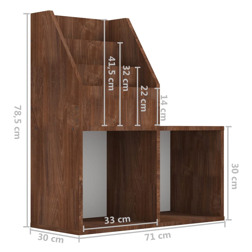 Kindertijdschriftenrek 71x30x78,5 cm bewerkt hout bruineiken is nu te koop bij PeponiXL, paradijselijk wonen!