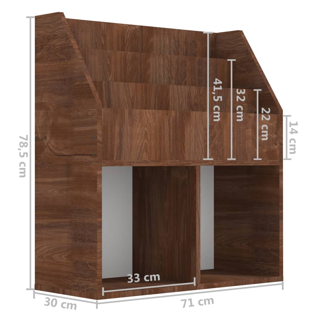 Kindertijdschriftenrek 71x30x78,5 cm bewerkt hout bruineiken is nu te koop bij PeponiXL, paradijselijk wonen!