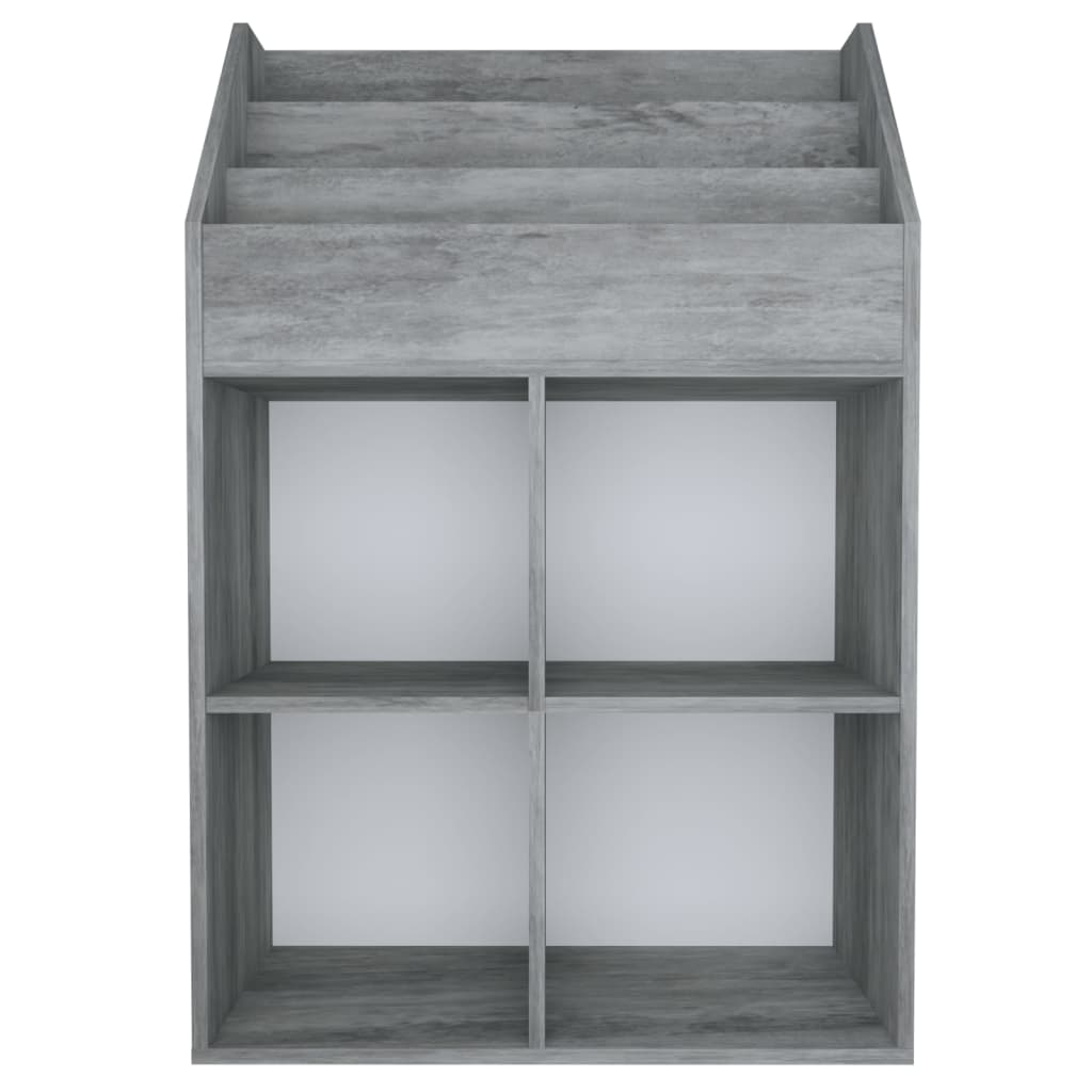 Kindertijdschriftenrek 71x30x114 cm bewerkt hout betongrijs is nu te koop bij PeponiXL, paradijselijk wonen!