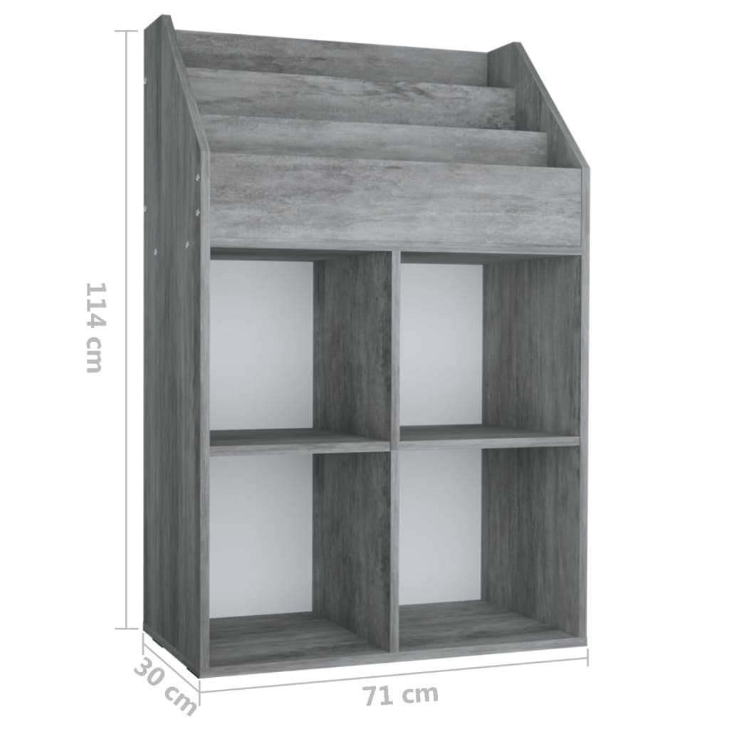 Kindertijdschriftenrek 71x30x114 cm bewerkt hout betongrijs is nu te koop bij PeponiXL, paradijselijk wonen!