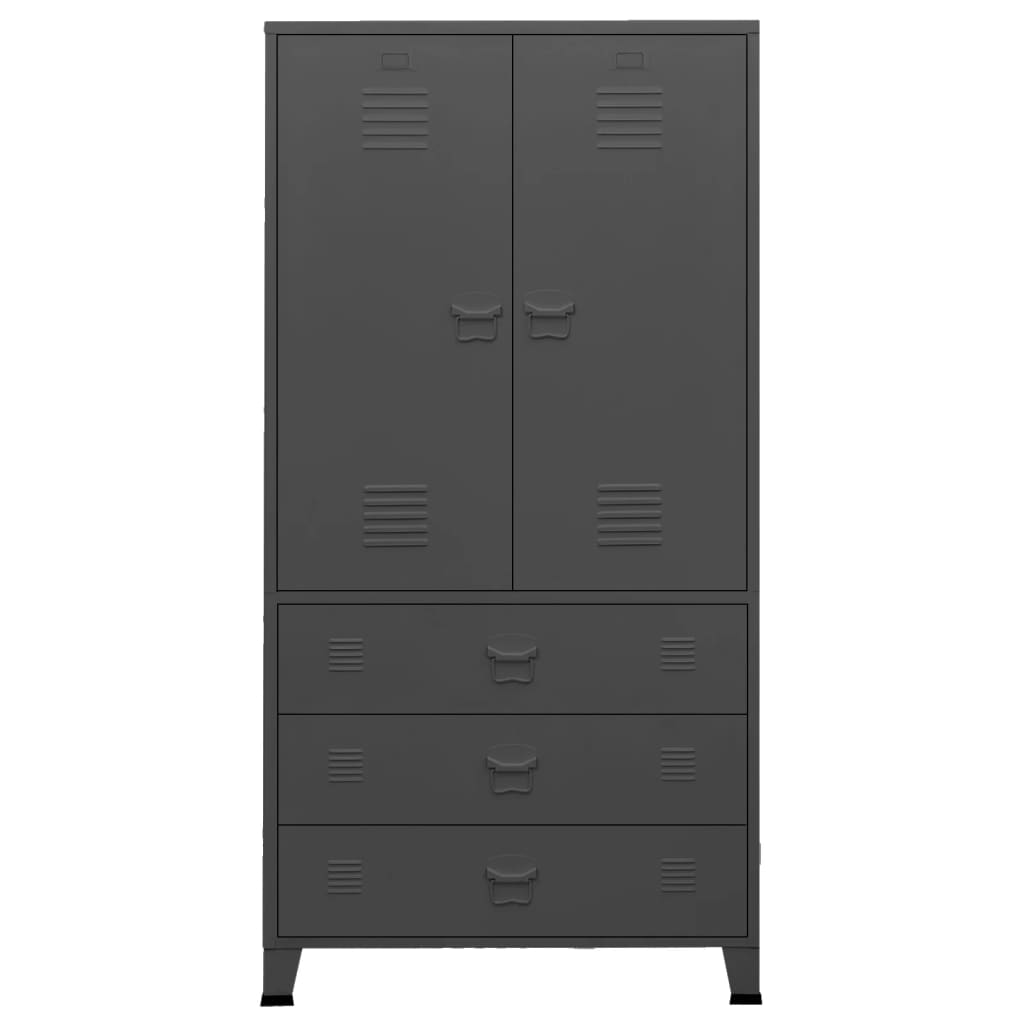 Kledingkast industrieel 90x50x180 cm metaal antracietkleurig is nu te koop bij PeponiXL, paradijselijk wonen!