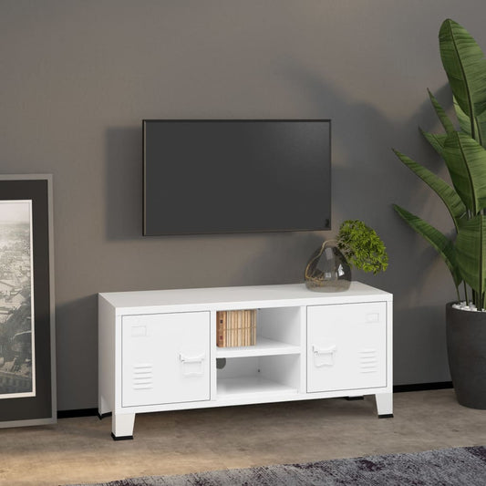 Tv-meubel industrieel 105x35x42 cm metaal wit is nu te koop bij PeponiXL, paradijselijk wonen!