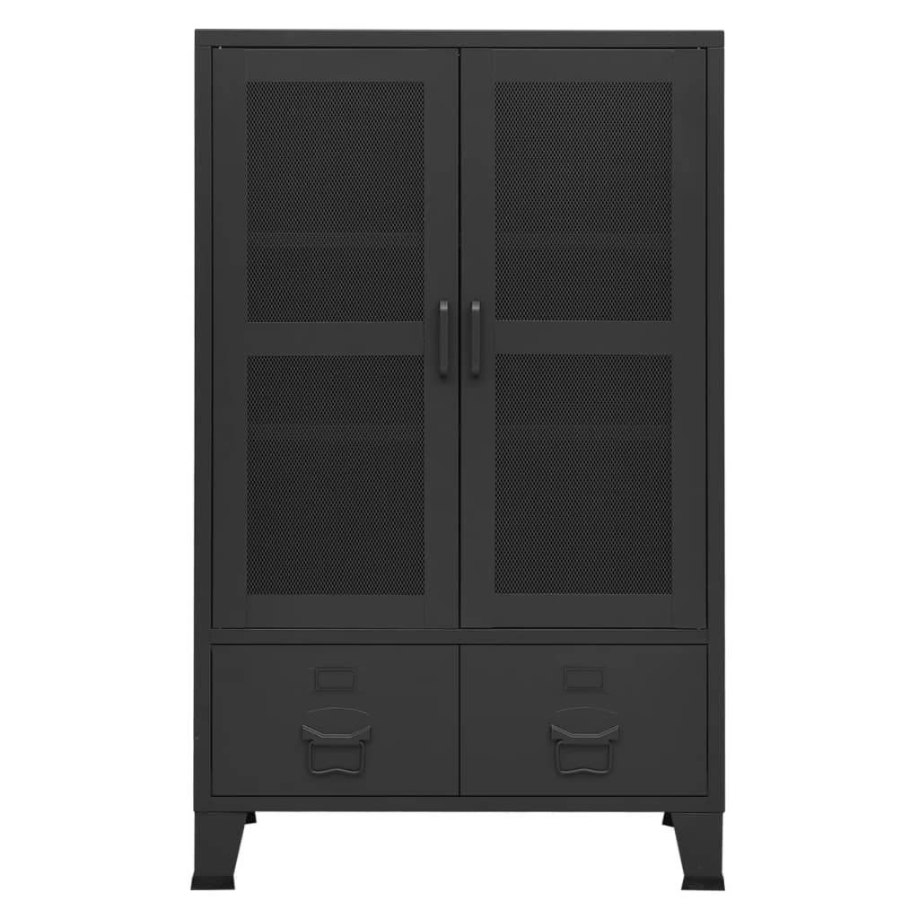 Opbergkast industrieel 70x40x115 cm metaal zwart is nu te koop bij PeponiXL, paradijselijk wonen!