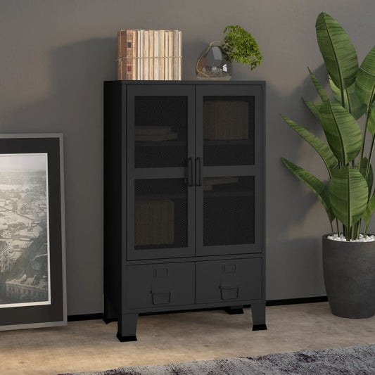 Opbergkast industrieel 70x40x115 cm metaal zwart is nu te koop bij PeponiXL, paradijselijk wonen!