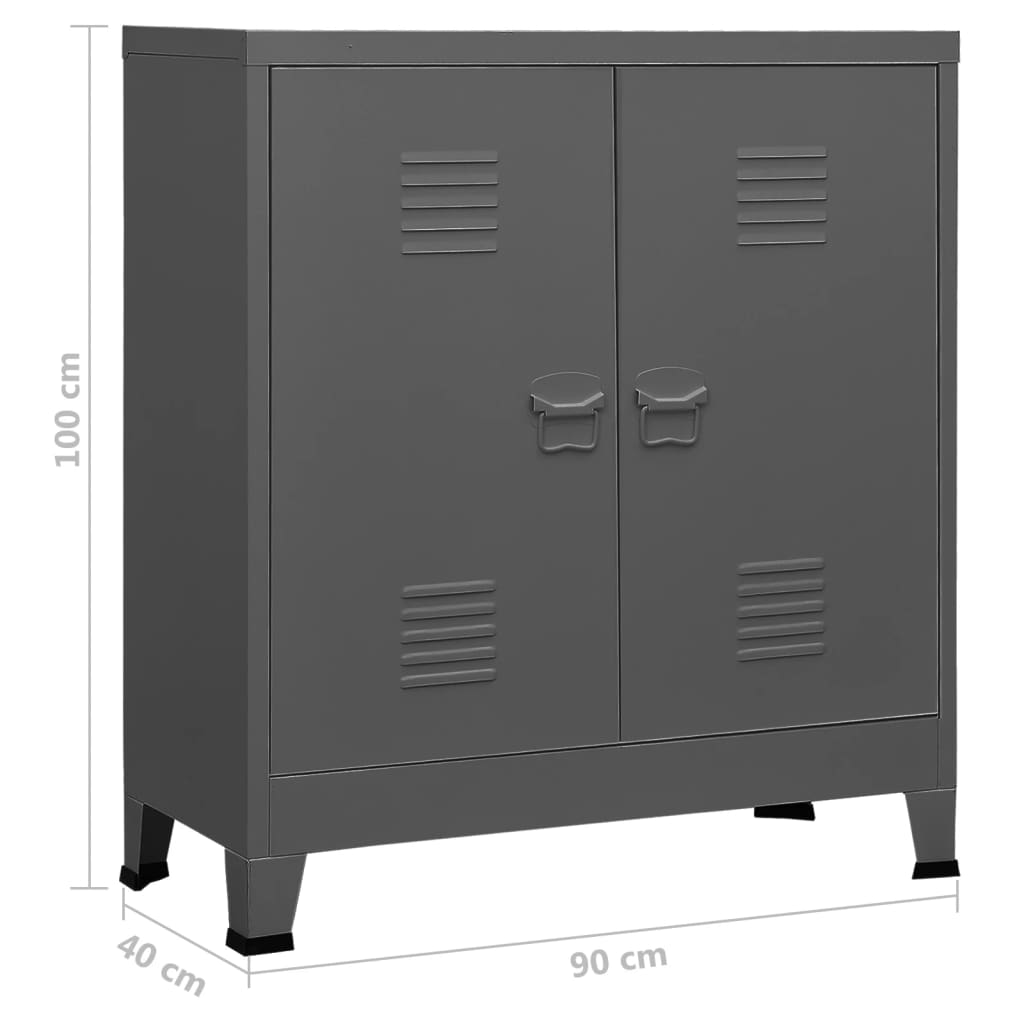 Opbergkast industrieel 90x40x100 cm staal antracietkleurig is nu te koop bij PeponiXL, paradijselijk wonen!