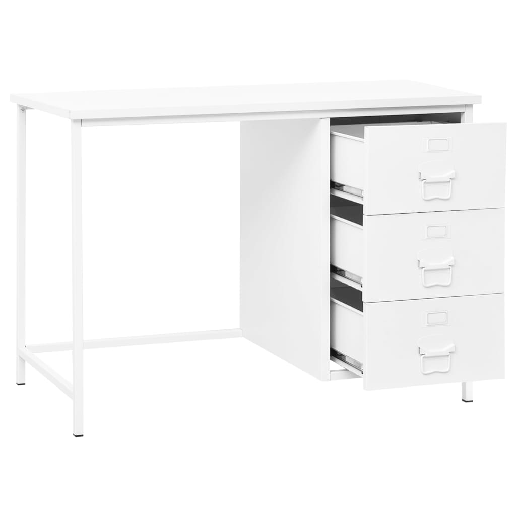 Bureau industrieel met lades 105x52x75 cm staal wit is nu te koop bij PeponiXL, paradijselijk wonen!