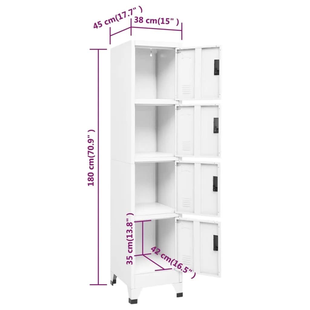 Lockerkast 38x45x180 cm staal wit is nu te koop bij PeponiXL, paradijselijk wonen!