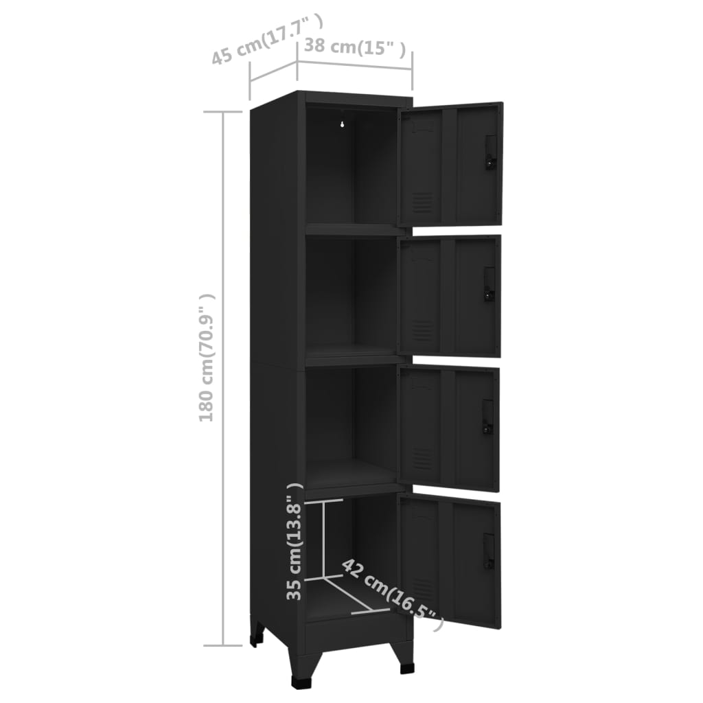 Lockerkast 38x45x180 cm staal zwart is nu te koop bij PeponiXL, paradijselijk wonen!