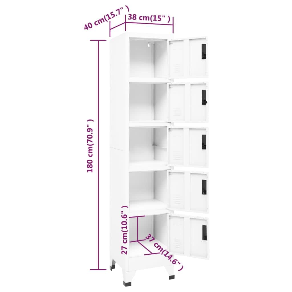 Lockerkast 38x40x180 cm staal wit is nu te koop bij PeponiXL, paradijselijk wonen!
