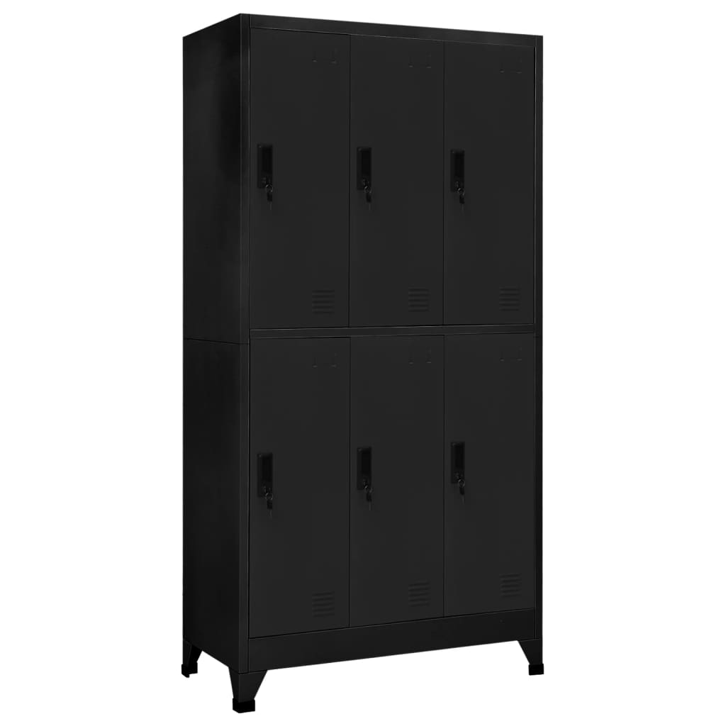 Lockerkast 90x45x180 cm staal zwart is nu te koop bij PeponiXL, paradijselijk wonen!