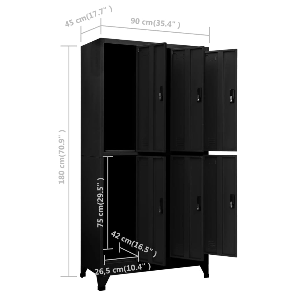 Lockerkast 90x45x180 cm staal zwart is nu te koop bij PeponiXL, paradijselijk wonen!