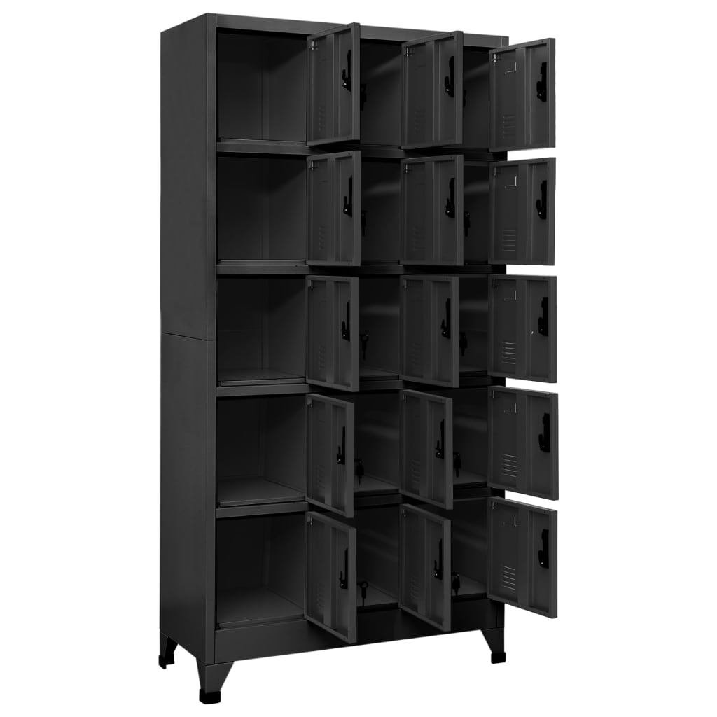 Lockerkast 90x40x180 cm staal antracietkleurig is nu te koop bij PeponiXL, paradijselijk wonen!