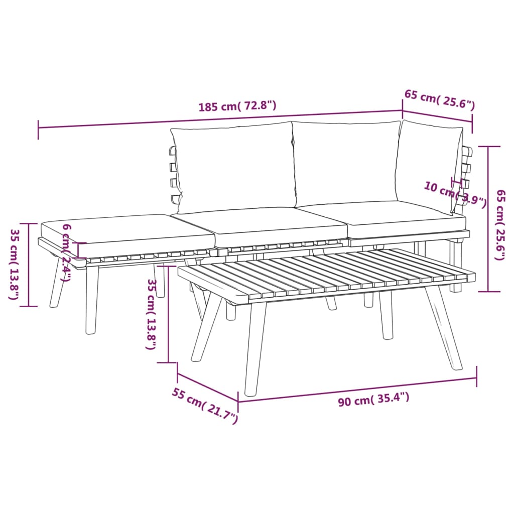 4-delige Loungeset met kussens massief acaciahout is nu te koop bij PeponiXL, paradijselijk wonen!