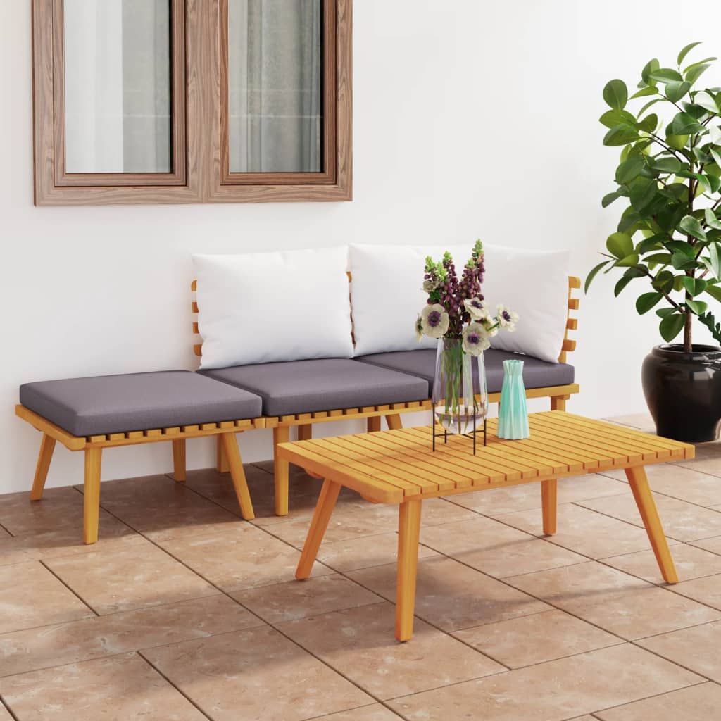 4-delige Loungeset met kussens massief acaciahout is nu te koop bij PeponiXL, paradijselijk wonen!