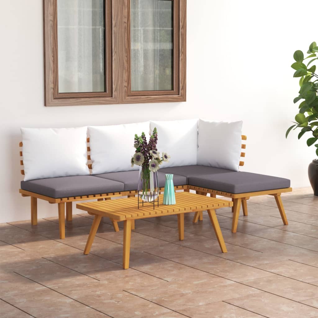 5-delige Loungeset met kussens massief acaciahout is nu te koop bij PeponiXL, paradijselijk wonen!