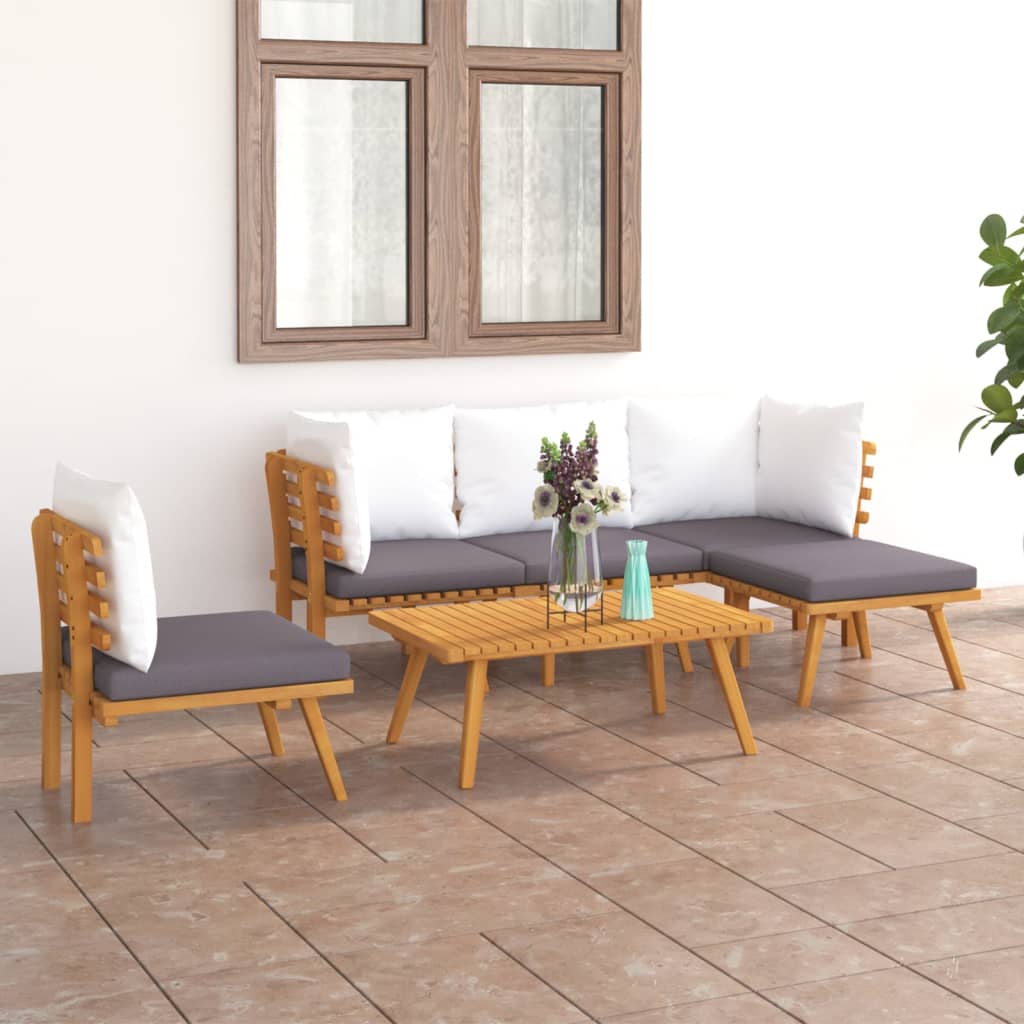 6-delige Loungeset met kussens massief acaciahout is nu te koop bij PeponiXL, paradijselijk wonen!