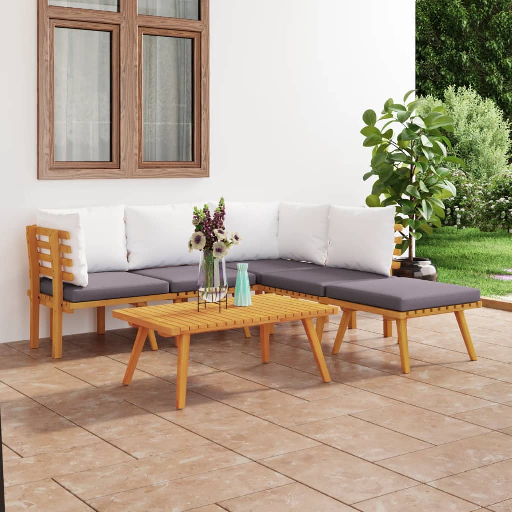 6-delige Loungeset met kussens massief acaciahout is nu te koop bij PeponiXL, paradijselijk wonen!