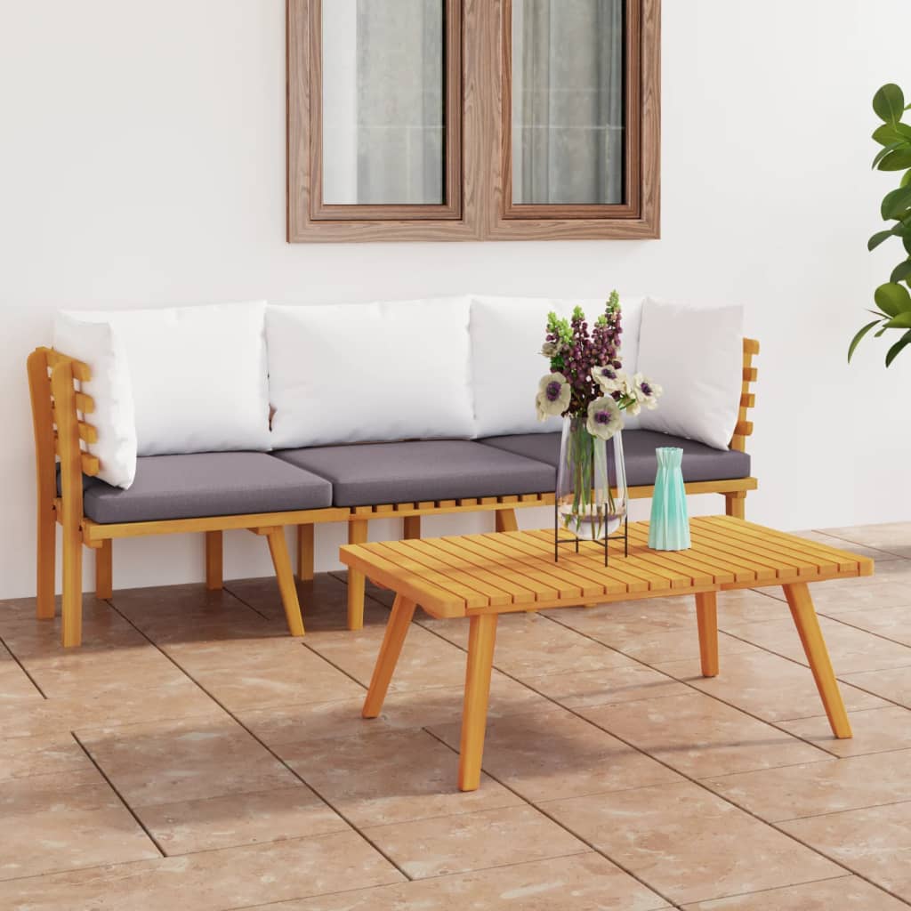 3-delige Loungeset met kussens massief acaciahout is nu te koop bij PeponiXL, paradijselijk wonen!