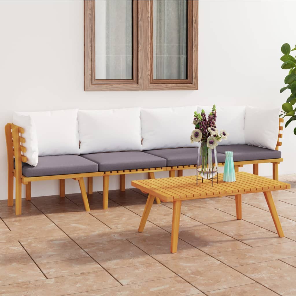 4-delige Loungeset met kussens massief acaciahout is nu te koop bij PeponiXL, paradijselijk wonen!