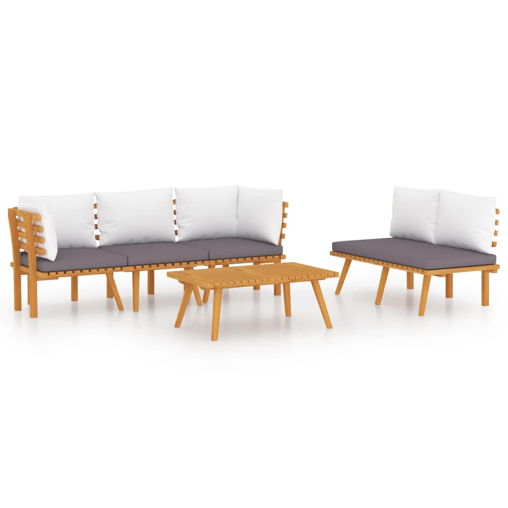 5-delige Loungeset met kussens massief acaciahout is nu te koop bij PeponiXL, paradijselijk wonen!
