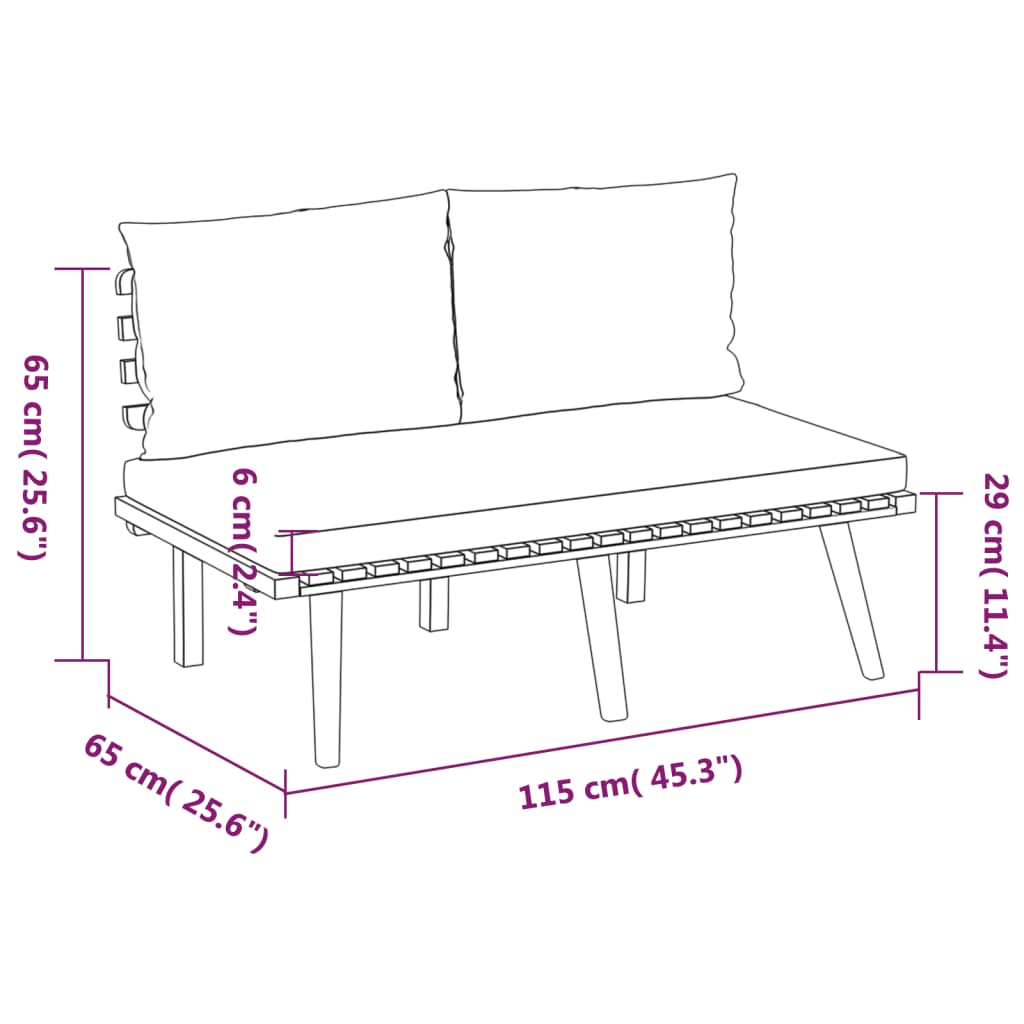 5-delige Loungeset met kussens massief acaciahout is nu te koop bij PeponiXL, paradijselijk wonen!