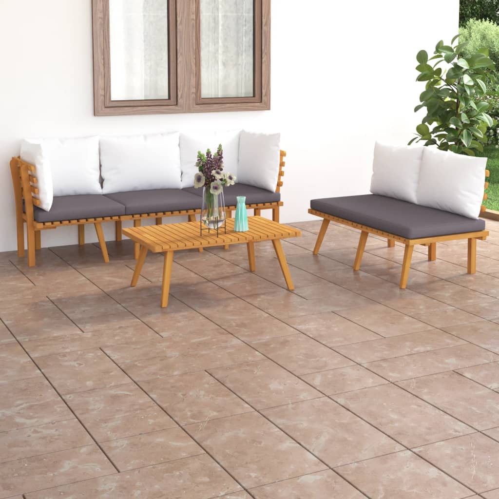 5-delige Loungeset met kussens massief acaciahout is nu te koop bij PeponiXL, paradijselijk wonen!