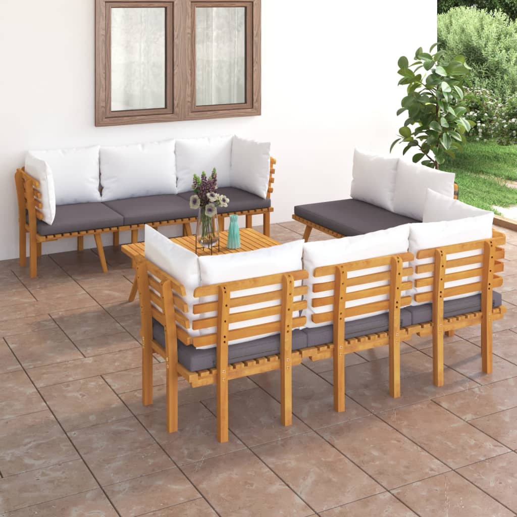 8-delige Loungeset met kussens massief acaciahout is nu te koop bij PeponiXL, paradijselijk wonen!