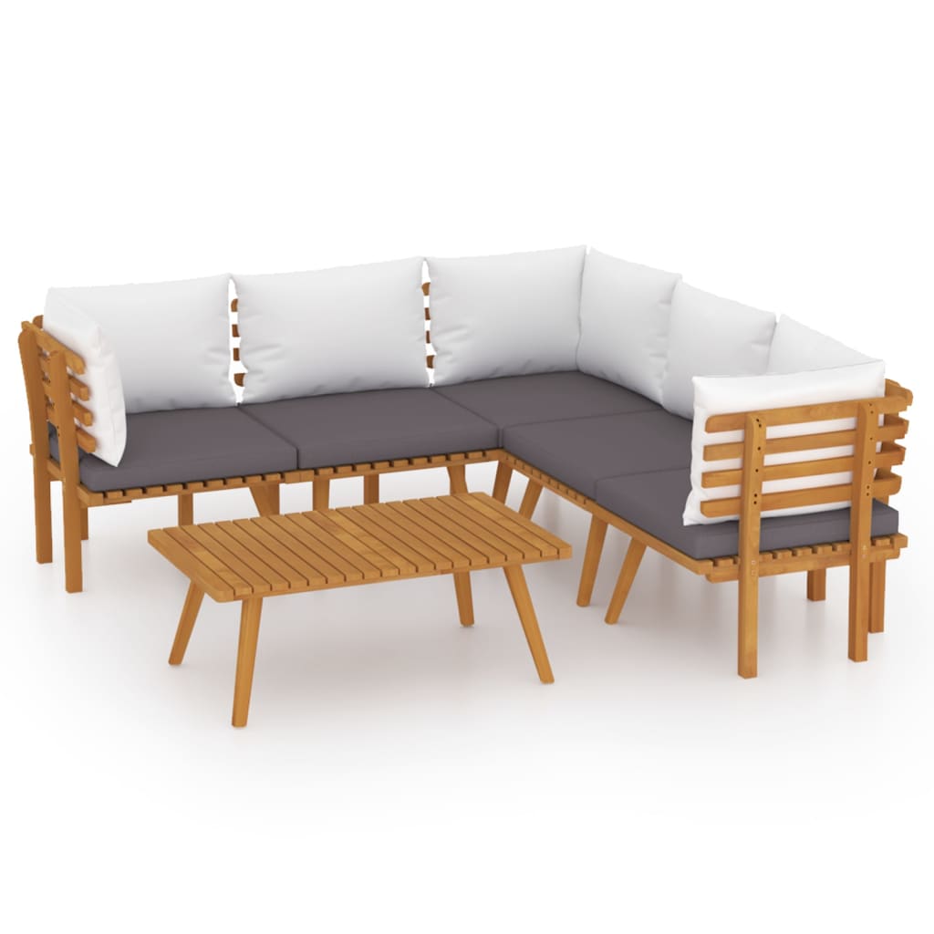 6-delige Loungeset met kussens massief acaciahout is nu te koop bij PeponiXL, paradijselijk wonen!