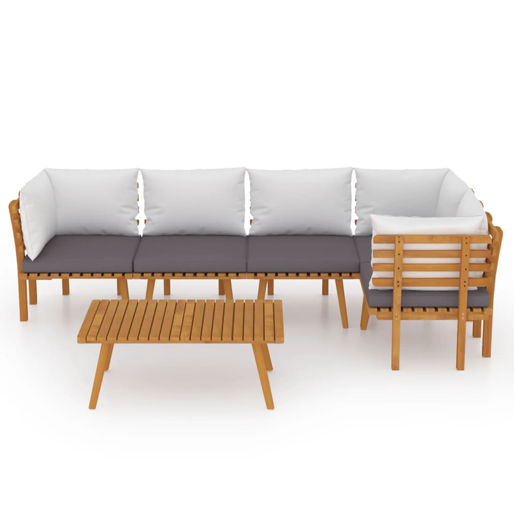 6-delige Loungeset met kussens massief acaciahout is nu te koop bij PeponiXL, paradijselijk wonen!