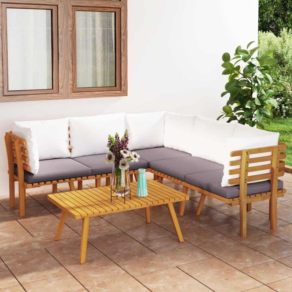 6-delige Loungeset met kussens massief acaciahout is nu te koop bij PeponiXL, paradijselijk wonen!