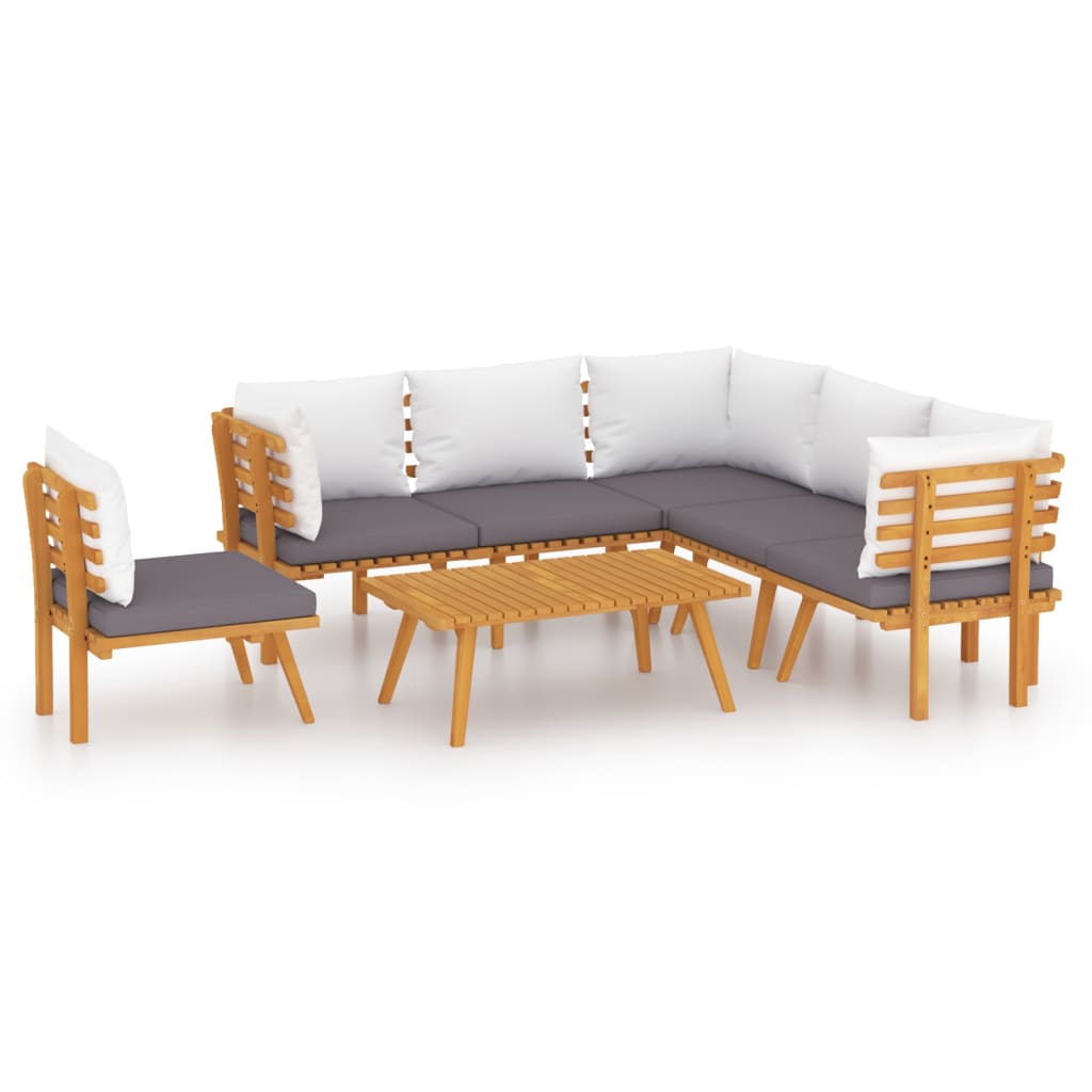 7-delige Loungeset met kussens massief acaciahout is nu te koop bij PeponiXL, paradijselijk wonen!