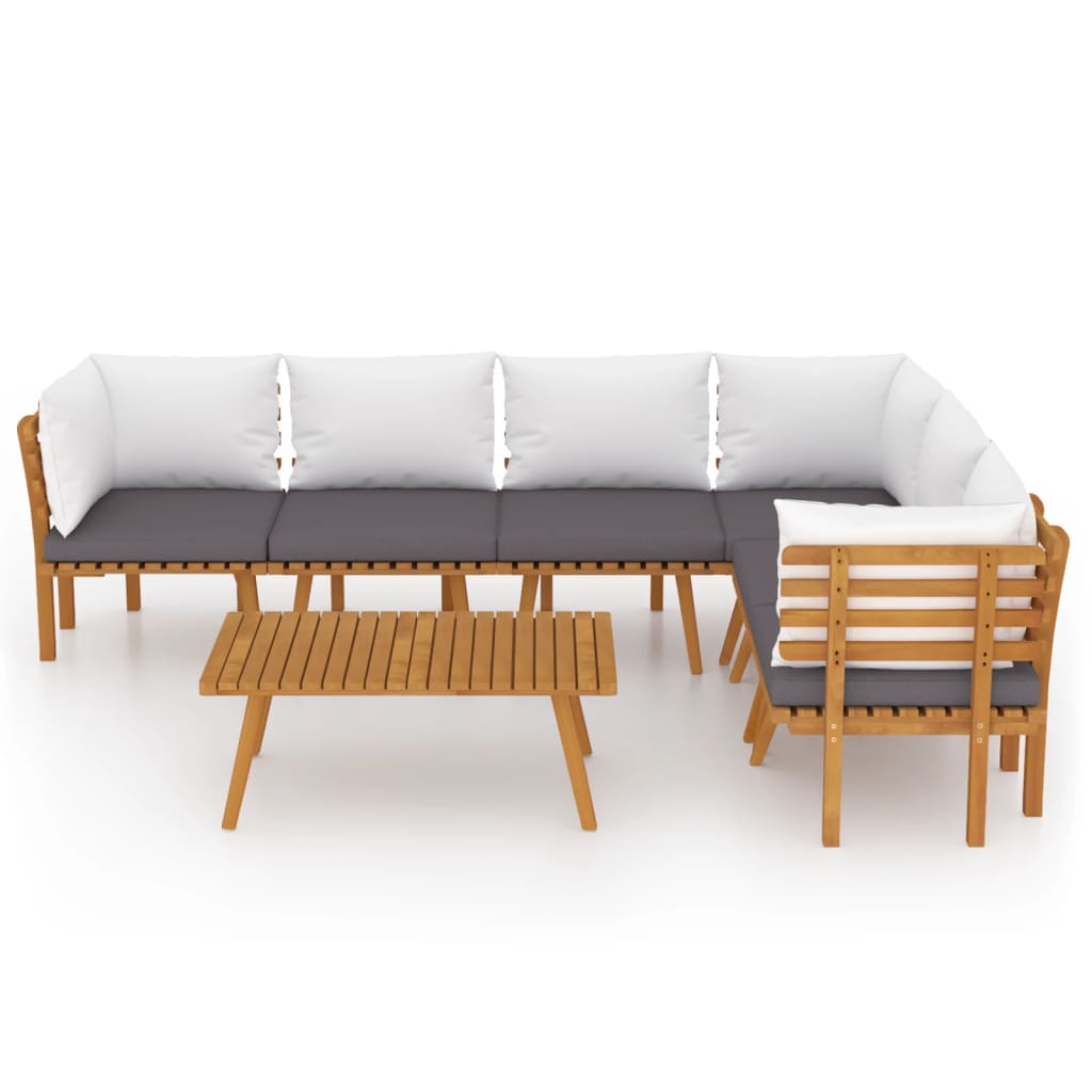 7-delige Loungeset met kussens massief acaciahout is nu te koop bij PeponiXL, paradijselijk wonen!