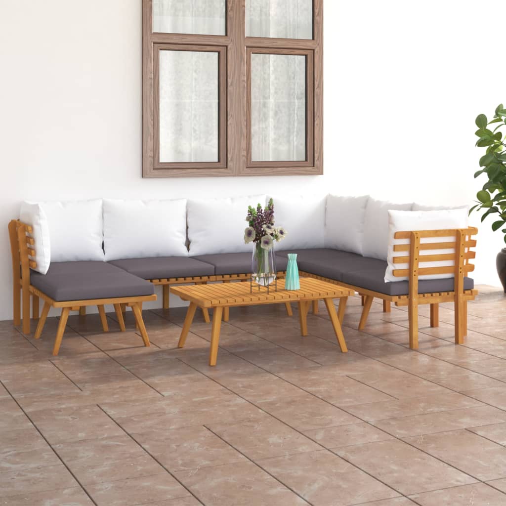 8-delige Loungeset met kussens massief acaciahout is nu te koop bij PeponiXL, paradijselijk wonen!