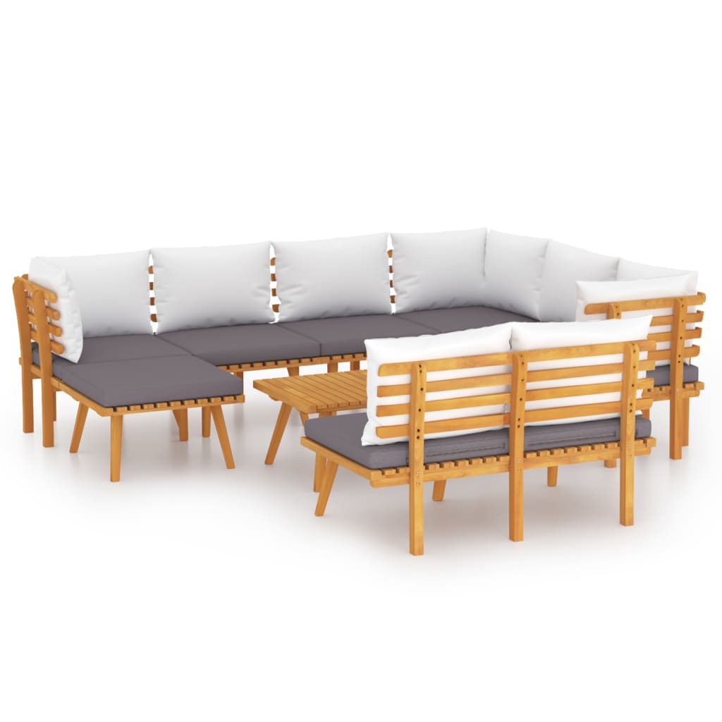 9-delige Loungeset met kussens massief acaciahout is nu te koop bij PeponiXL, paradijselijk wonen!