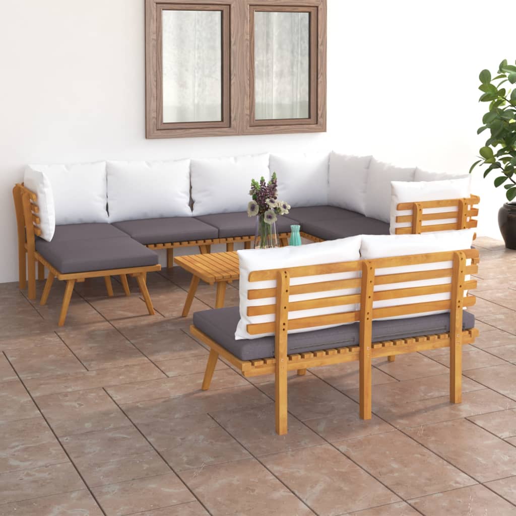 9-delige Loungeset met kussens massief acaciahout is nu te koop bij PeponiXL, paradijselijk wonen!