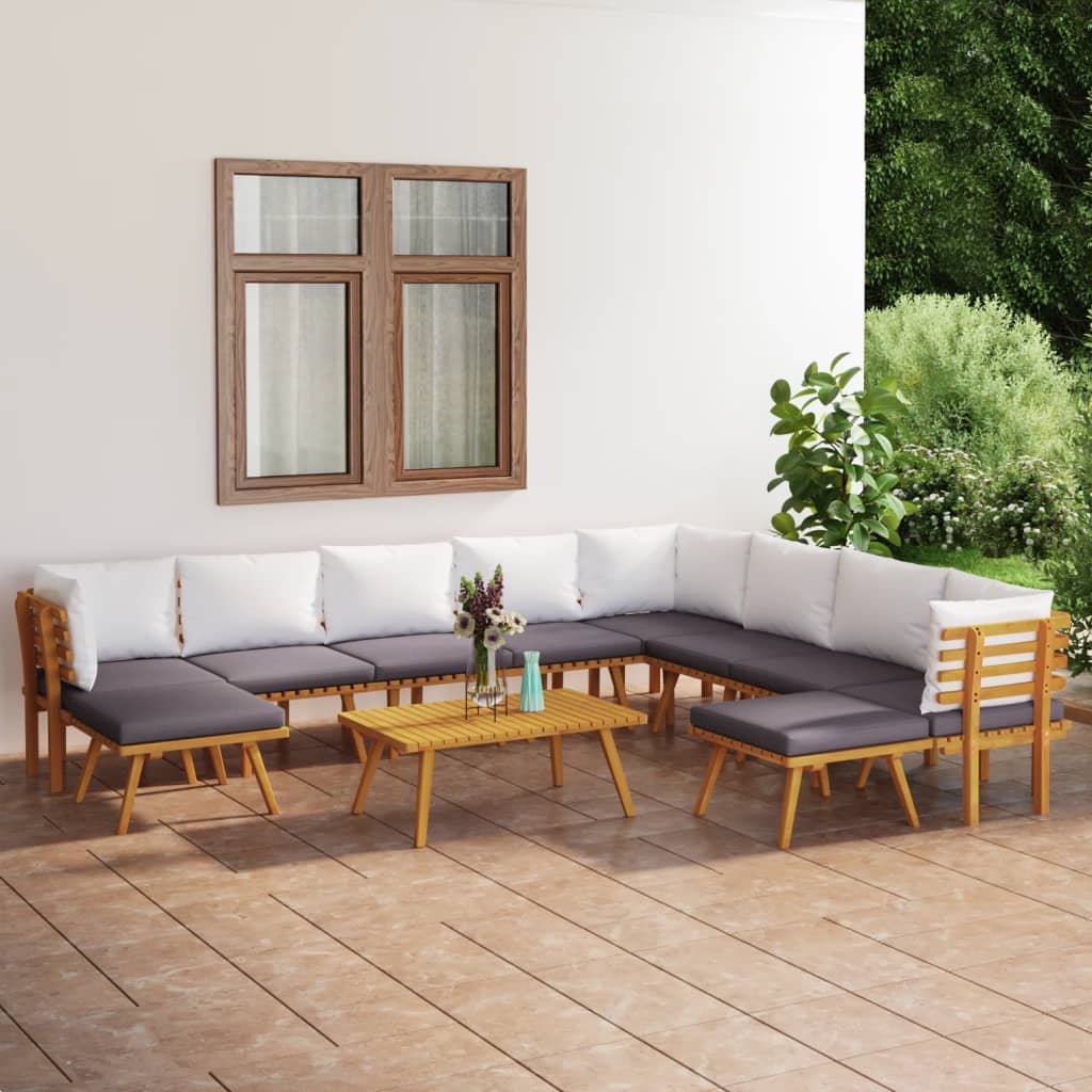 11-delige Loungeset met kussens massief acaciahout is nu te koop bij PeponiXL, paradijselijk wonen!