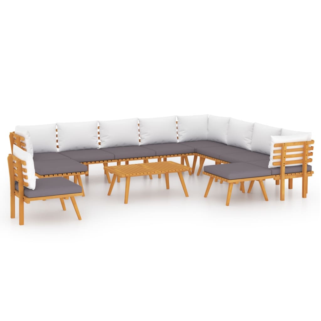 12-delige Loungeset met kussens massief acaciahout is nu te koop bij PeponiXL, paradijselijk wonen!