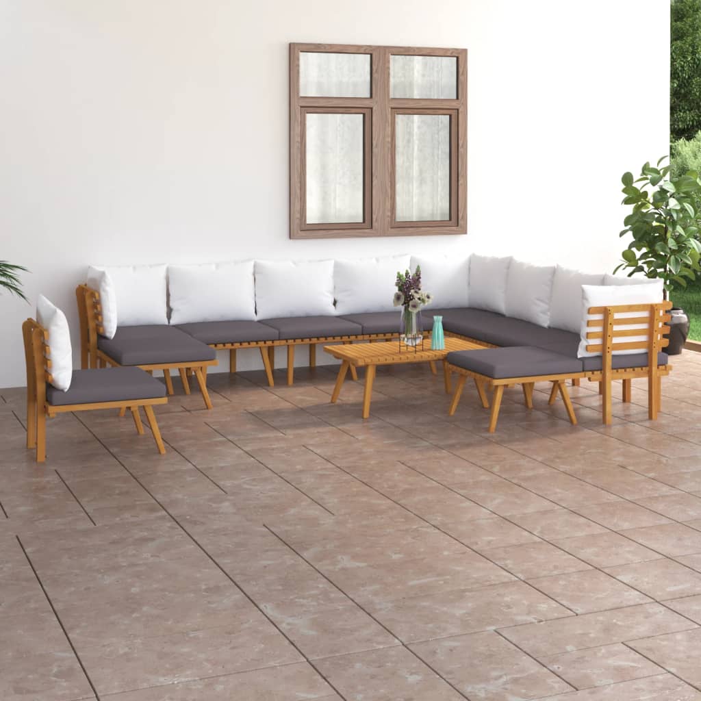 12-delige Loungeset met kussens massief acaciahout is nu te koop bij PeponiXL, paradijselijk wonen!