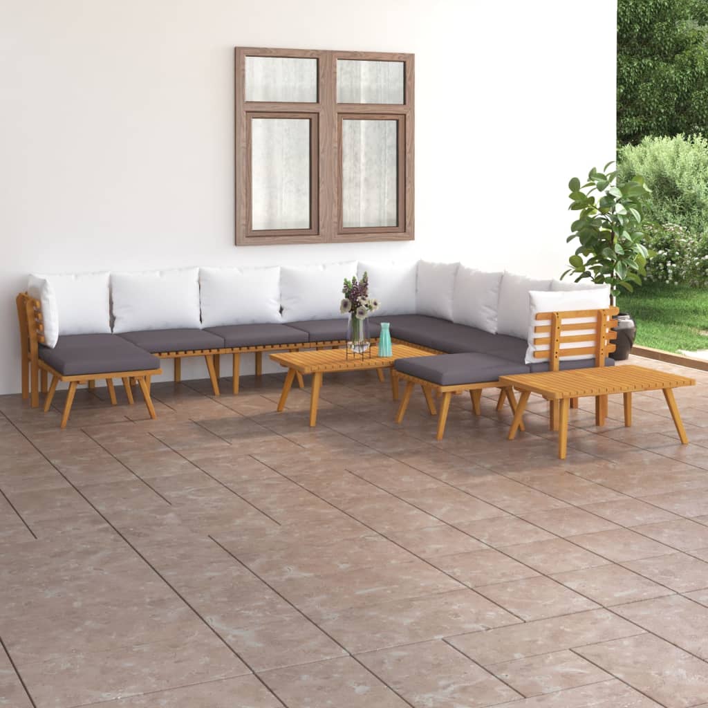 12-delige Loungeset met kussens massief acaciahout is nu te koop bij PeponiXL, paradijselijk wonen!