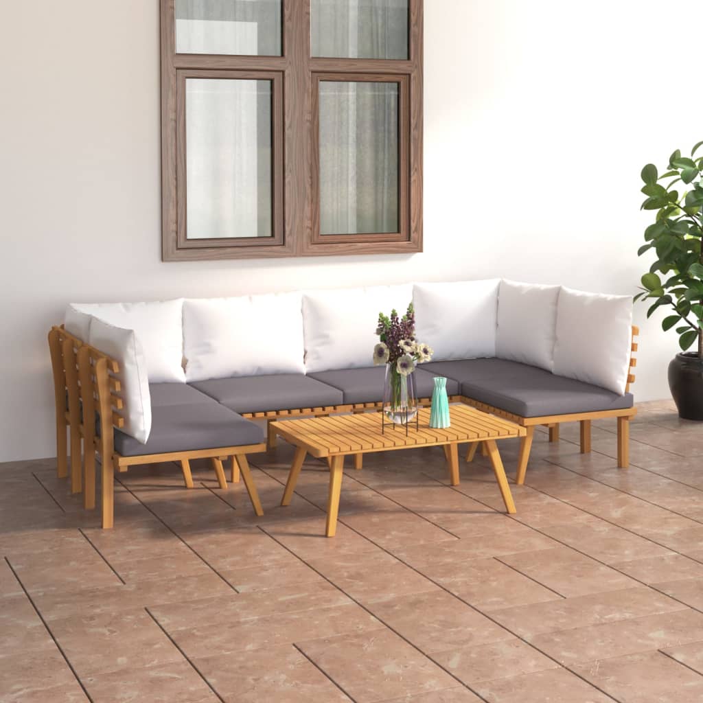 7-delige Loungeset met kussens massief acaciahout is nu te koop bij PeponiXL, paradijselijk wonen!