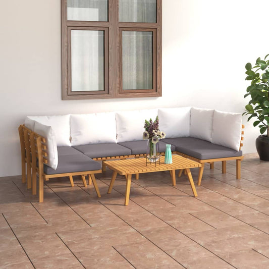 7-delige Loungeset met kussens massief acaciahout is nu te koop bij PeponiXL, paradijselijk wonen!